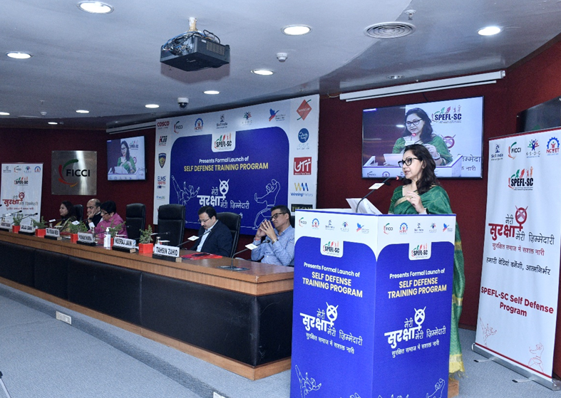 SPEFL-SC and India Vision Foundation Online Self Defense Training Launch Poonam Sharma Speech Image